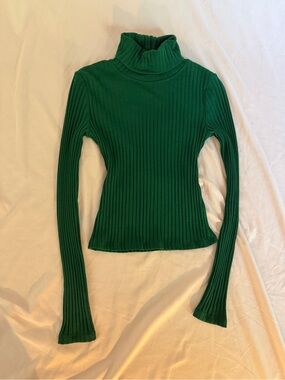 Copper Key Emerald Ribbed Turtleneck Long Sleeve Tee